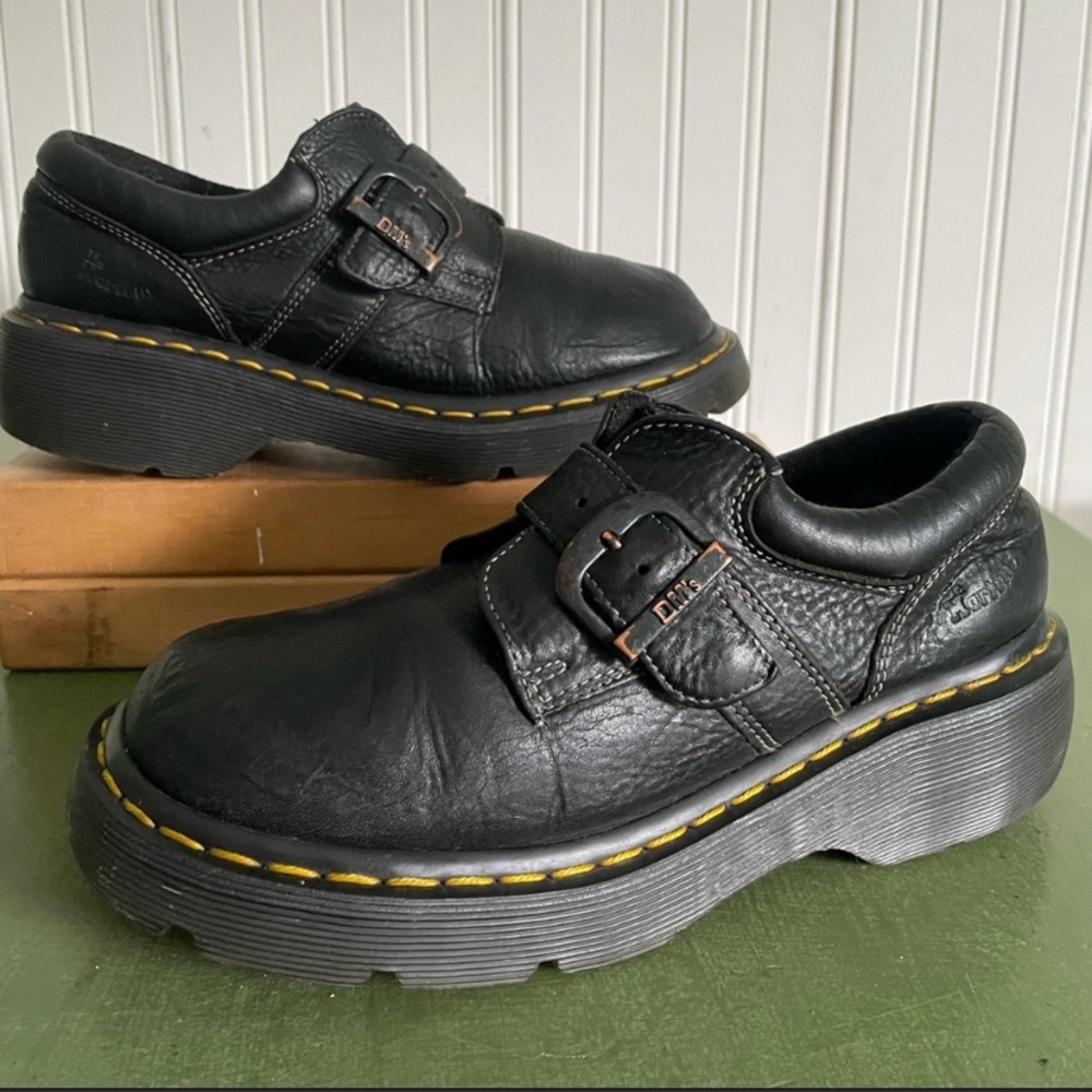 Vintage Dr martens textured leather Monk strap platform